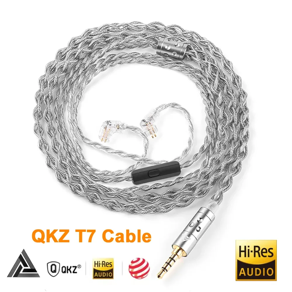 KZ QKZ T7 3.5mm 2핀 0.75mm 교체용 하이파이 이어폰 케이블