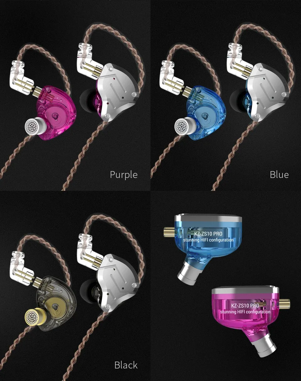 KZ ZS10 PRO 메탈 하이브리드 유선 인이어 모니터 이어폰
