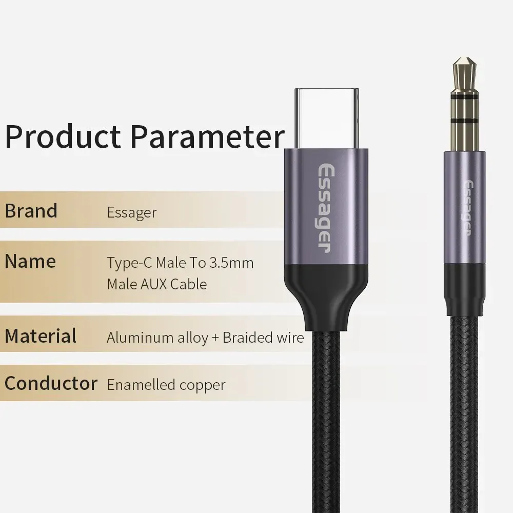 Essager USB-C 3.5mm 오디오 분배 어댑터 케이블