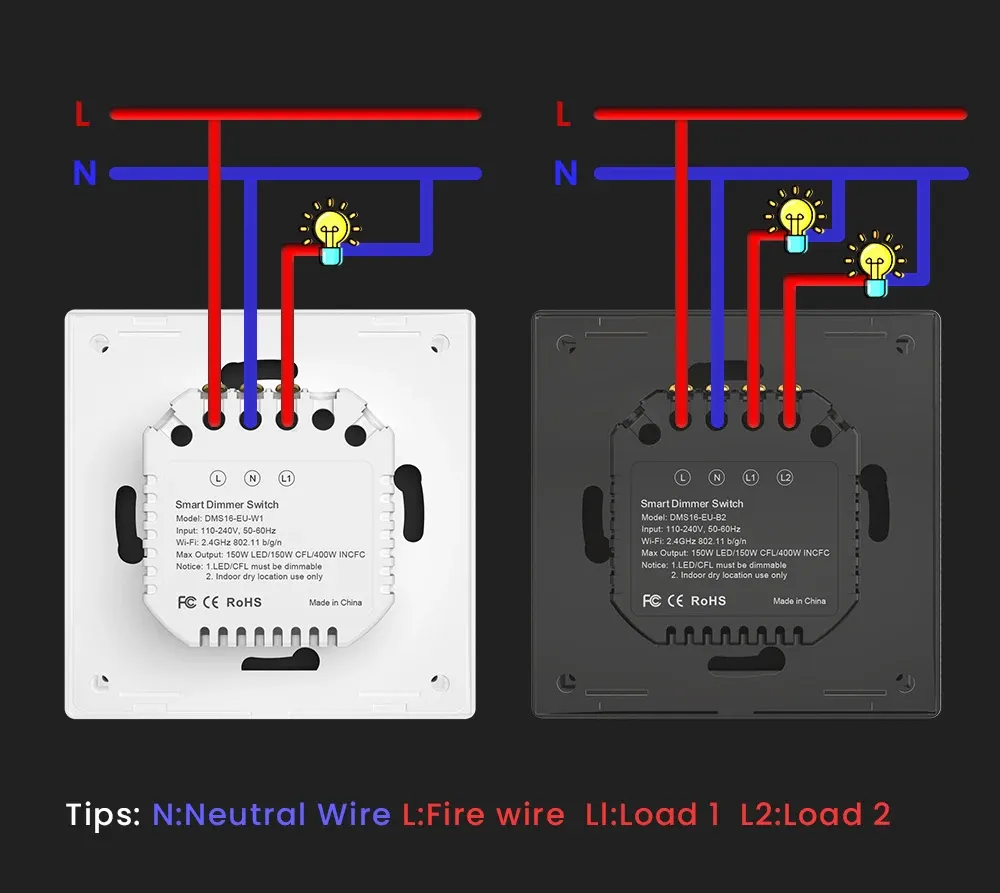 AVATTO WiFi 1/2구 터치 글래스 디머 스위치