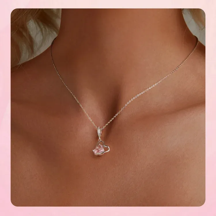 WOSTU 투명 유니콘 글라스 스타버스트 925 실버 참 펜던트