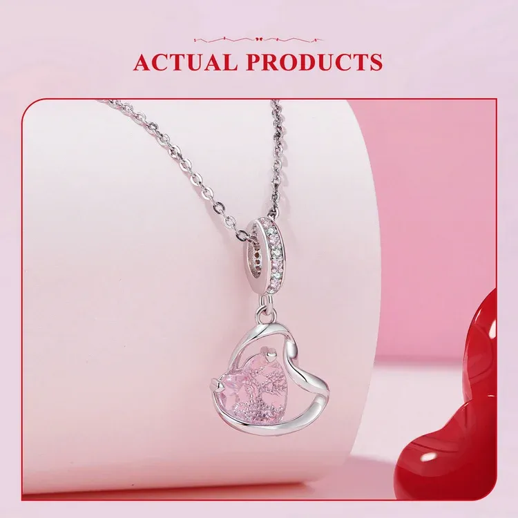 WOSTU 투명 유니콘 글라스 스타버스트 925 실버 참 펜던트