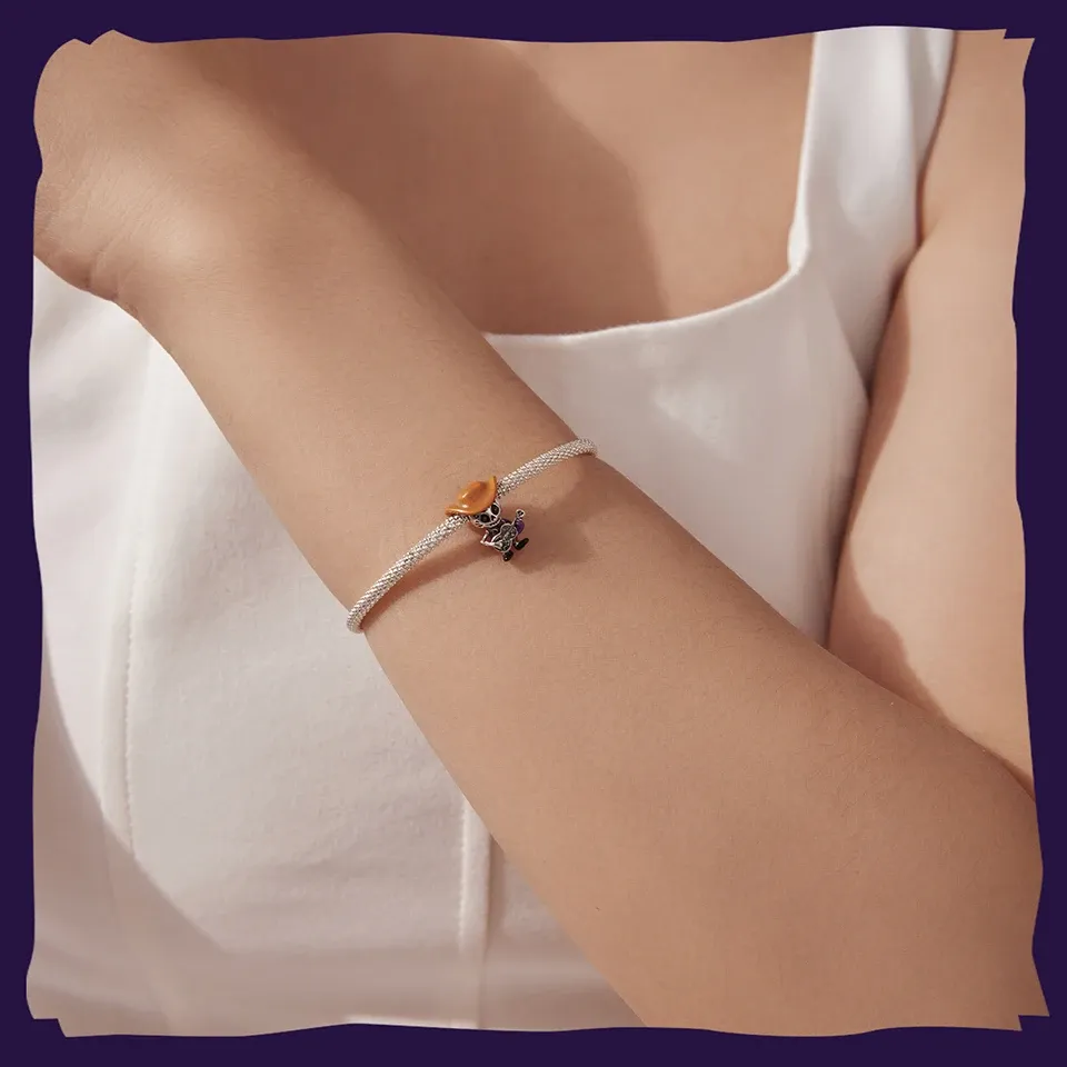 WOSTU 해골 기타리스트 925 실버 참 펜던트