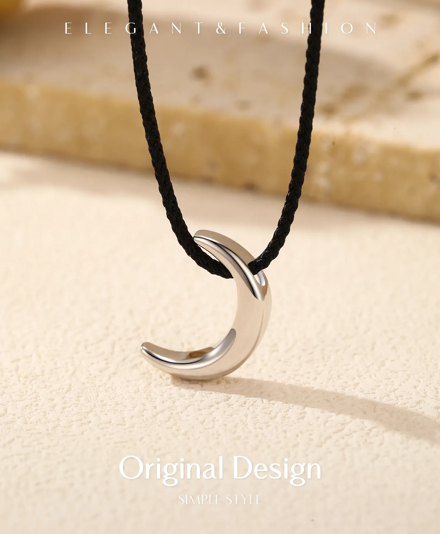 모디안 925 실버 초승달 미니 슬라이드 펜던트 목걸이