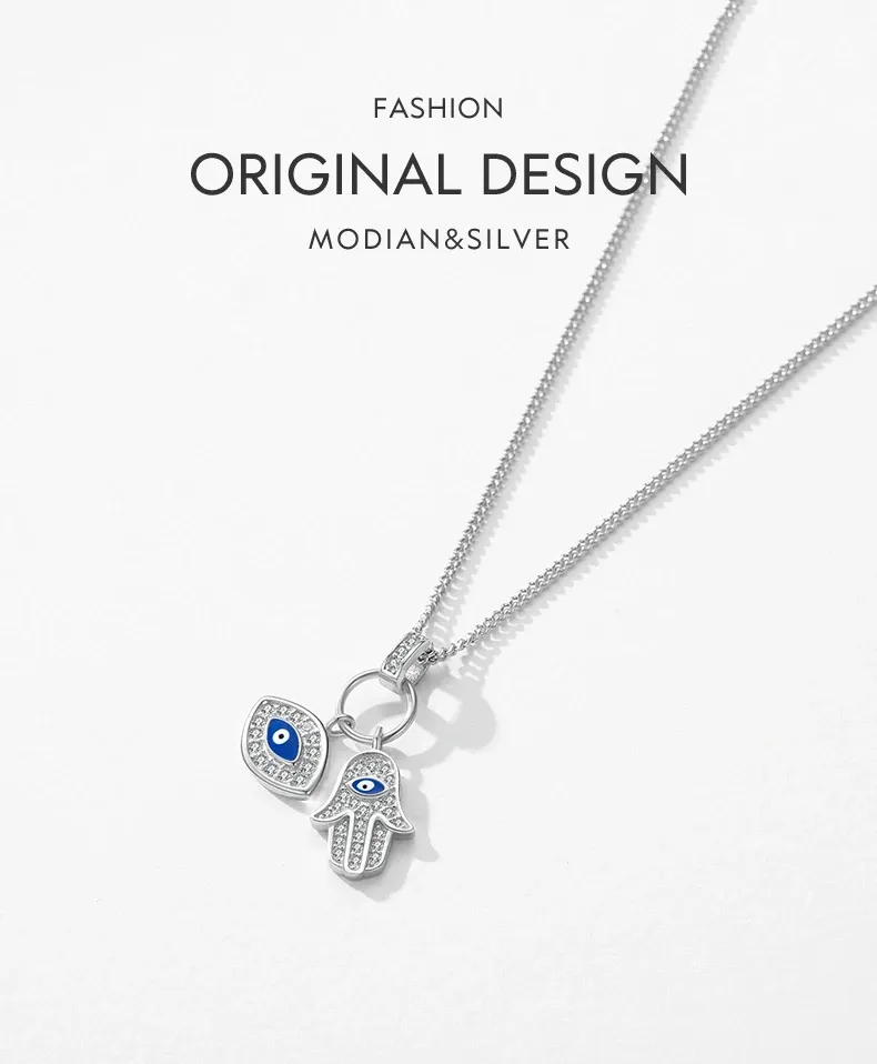 925 스털링 실버 터키석 블루 아이 펜던트 목걸이