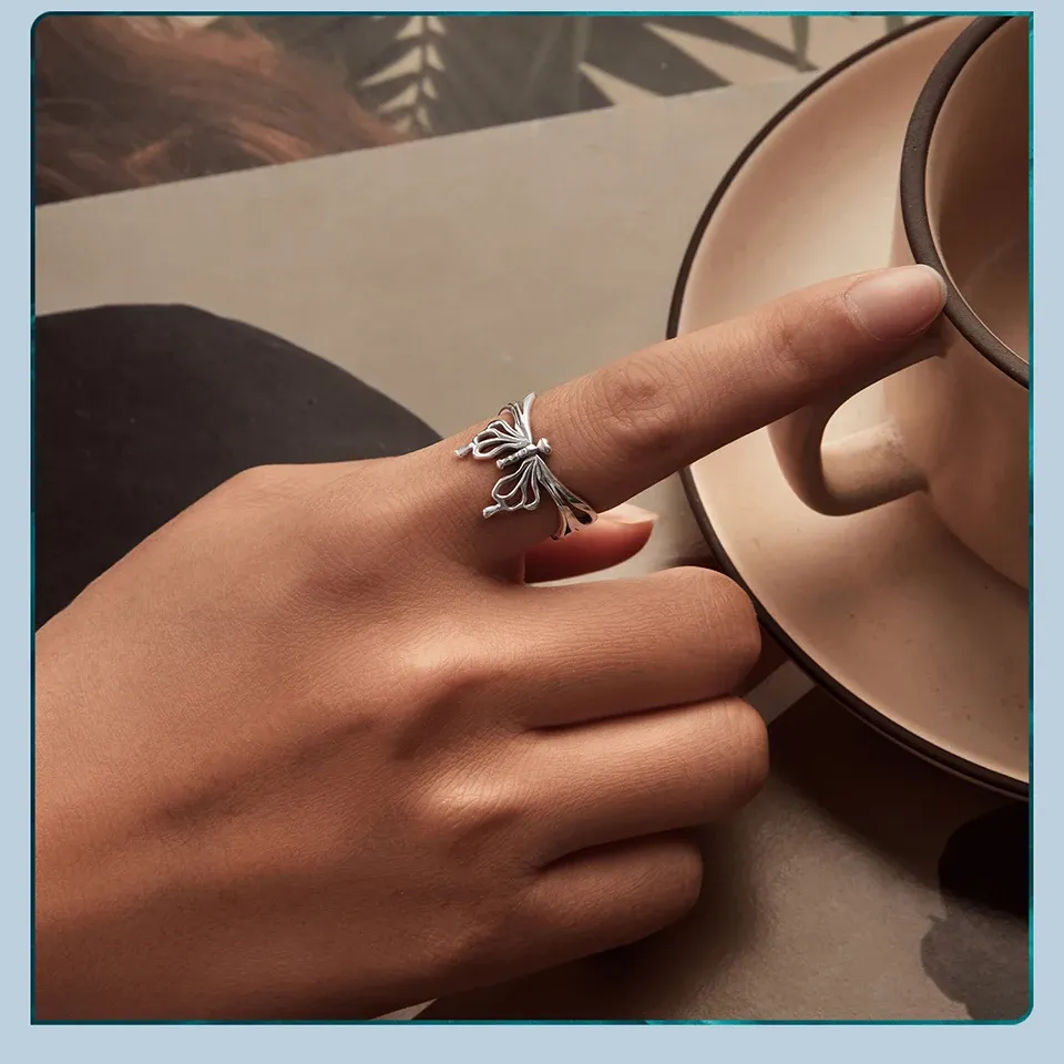 조절형 나비 오픈 실버 반지