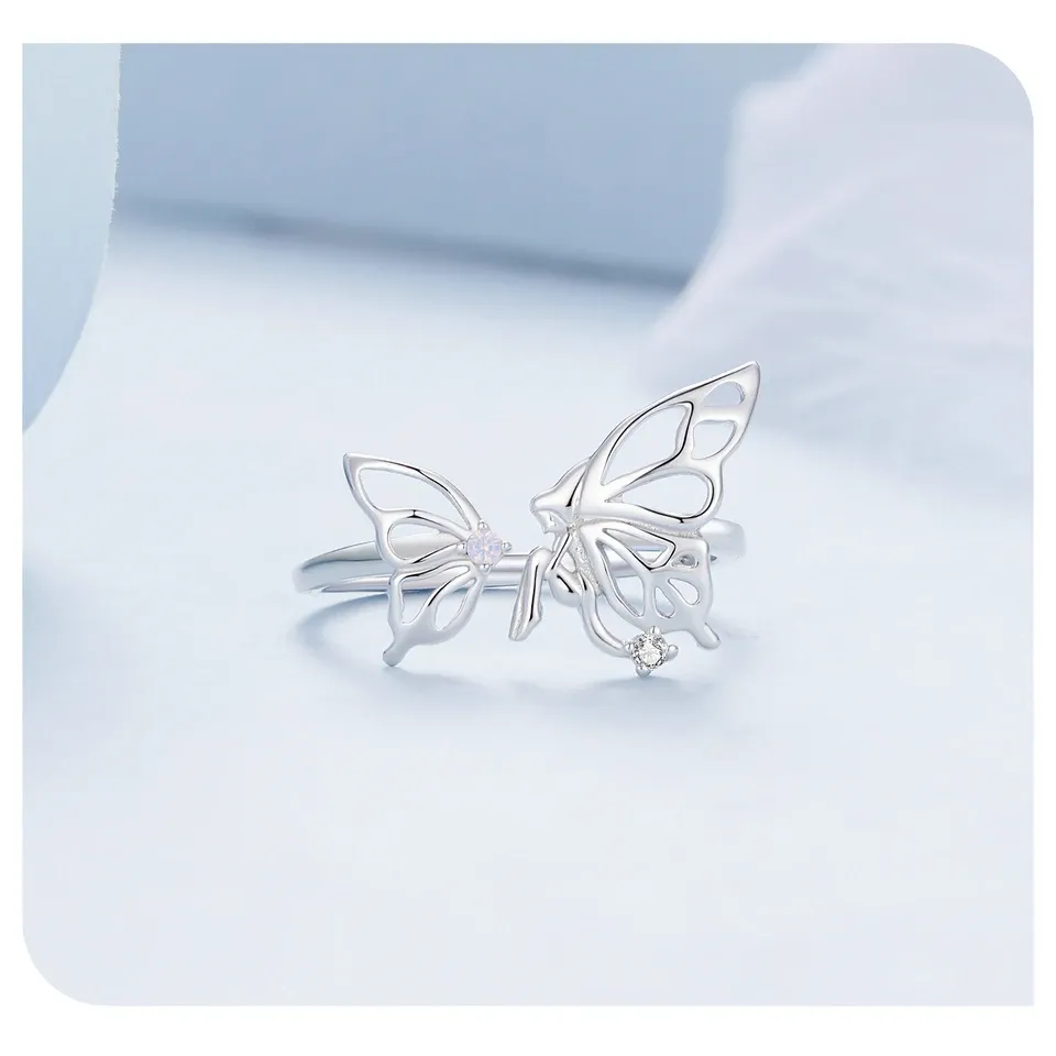 조절형 나비 오픈 실버 반지