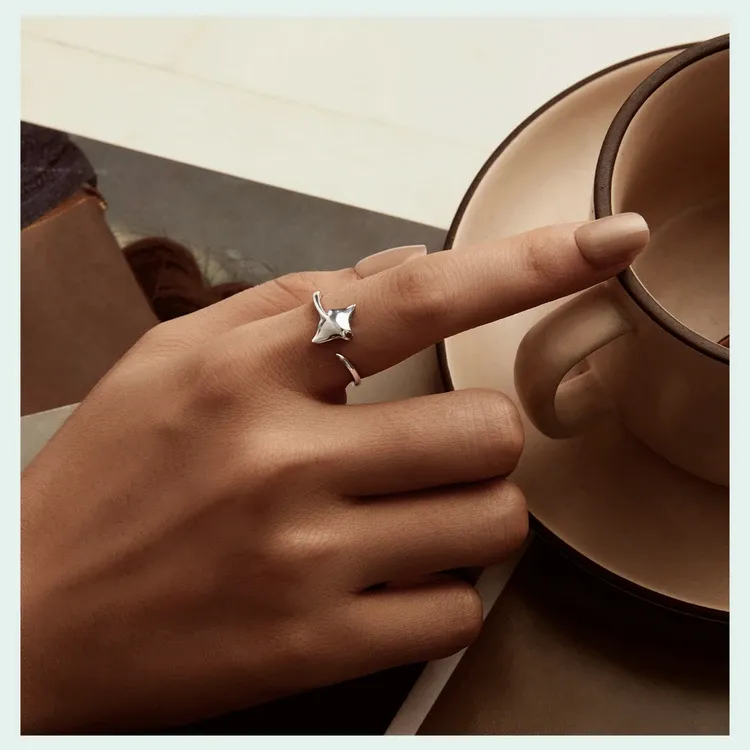 바다 만타 실버 오픈 조절 반지