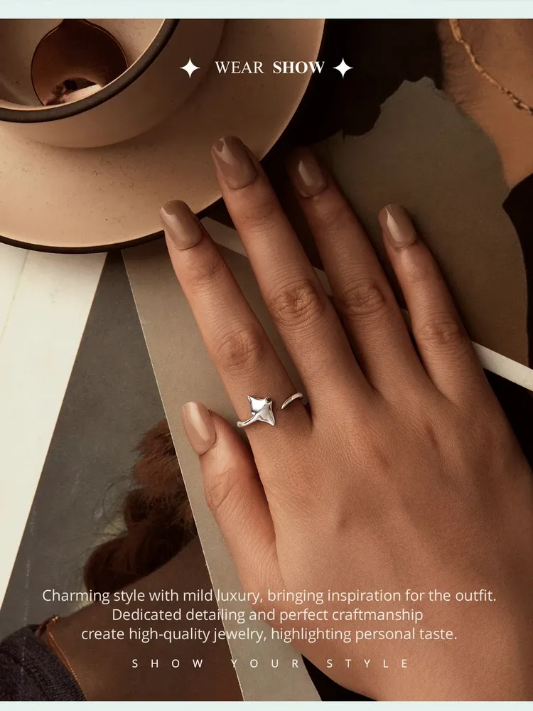 바다 만타 실버 오픈 조절 반지