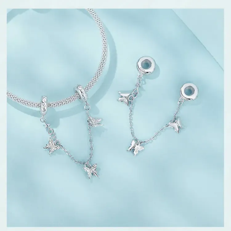 WOSTU 지르콘 플라워 나비 925 실버 참 펜던트