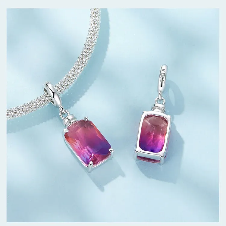 925 실버 투명 유리 향수병 참 펜던트