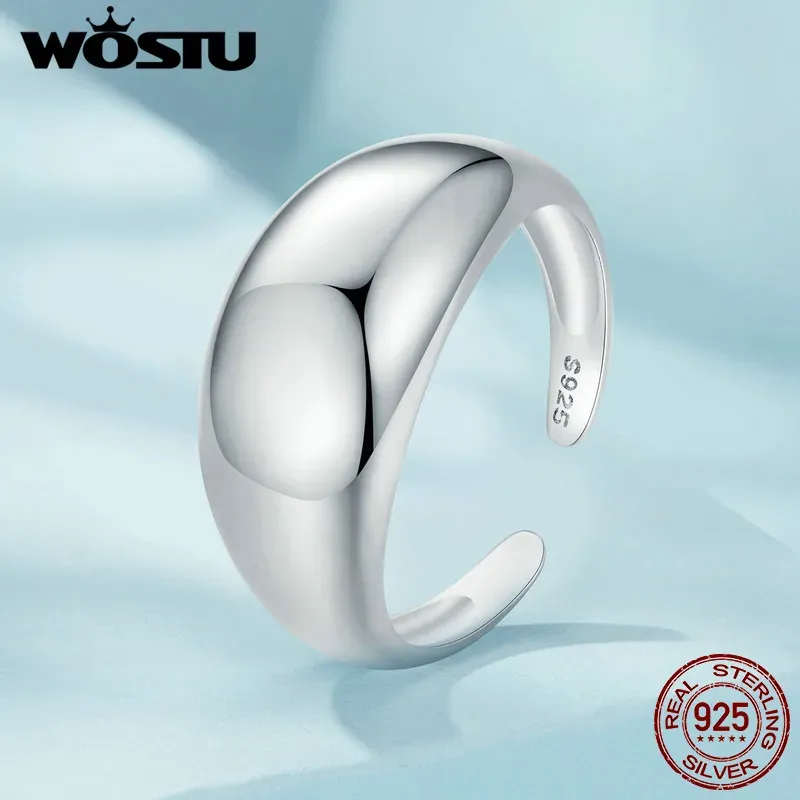 WOSTU 925 스털링 실버 미니멀 오픈 헤일로 반지