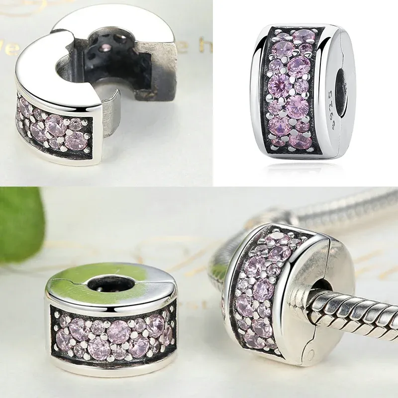 WOSTU 925 실버 클리어 지르콘 클립 드롭 참 펜던트