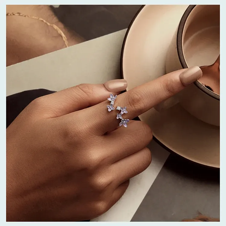 바모어 퍼플 라일락 925 실버 조절형 오픈 링