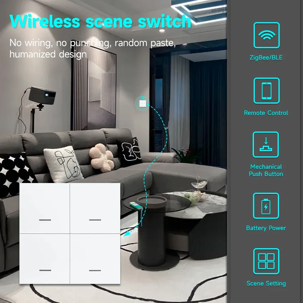 투야 지그비 3.0 무선 장면 스위치 배터리형 벽부착 버튼