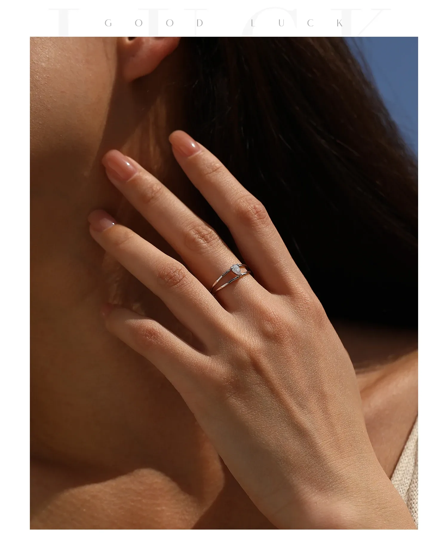 모디안 D컬러 물방울 모이사나이트 925 실버 더블라인 반지