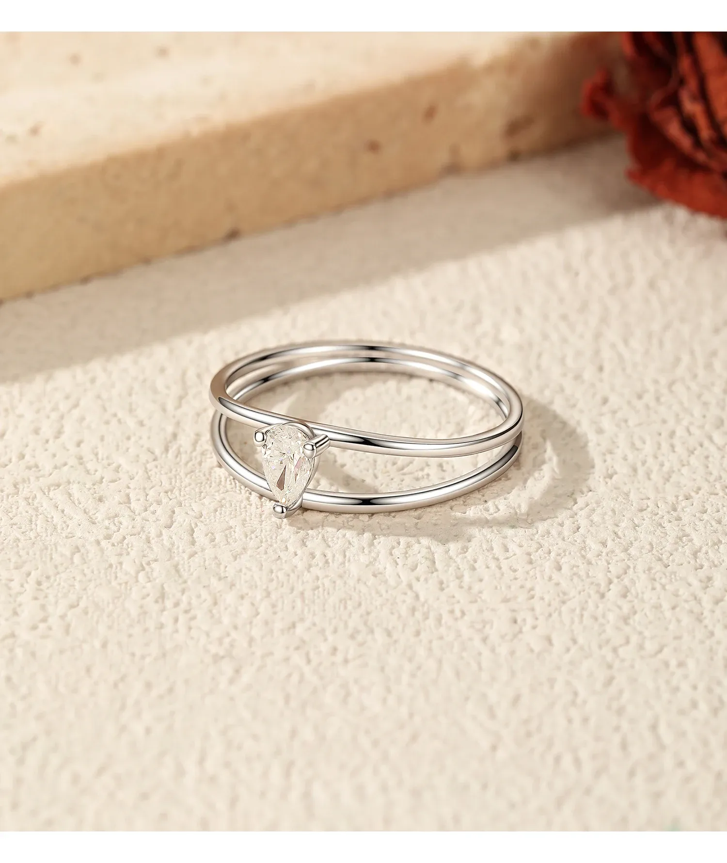 모디안 D컬러 물방울 모이사나이트 925 실버 더블라인 반지