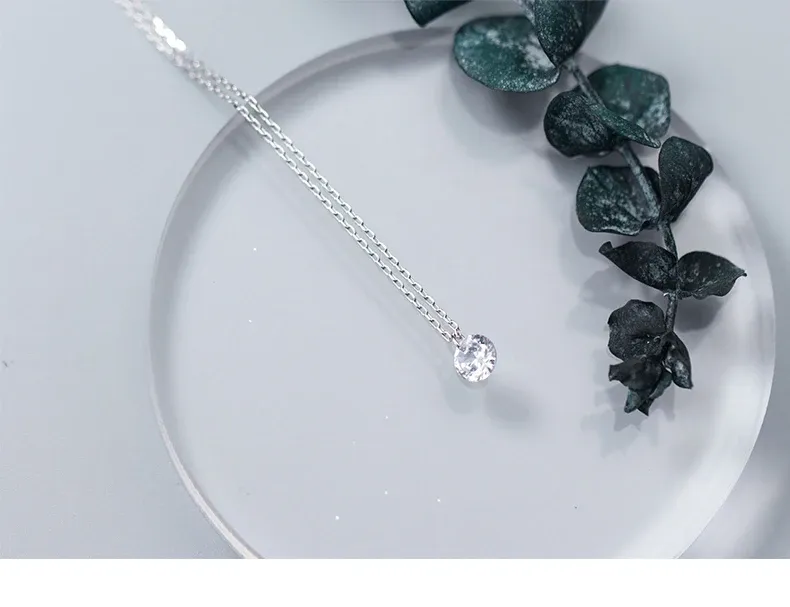 모디안 925 실버 라운드 클리어 지르콘 펜던트 목걸이