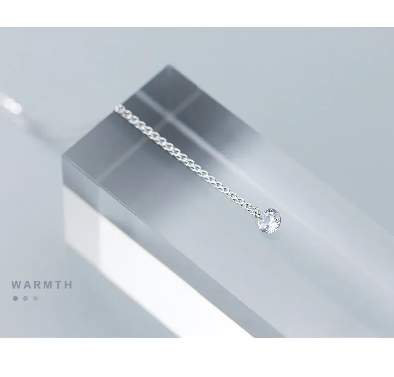 모디안 925 실버 라운드 클리어 지르콘 펜던트 목걸이