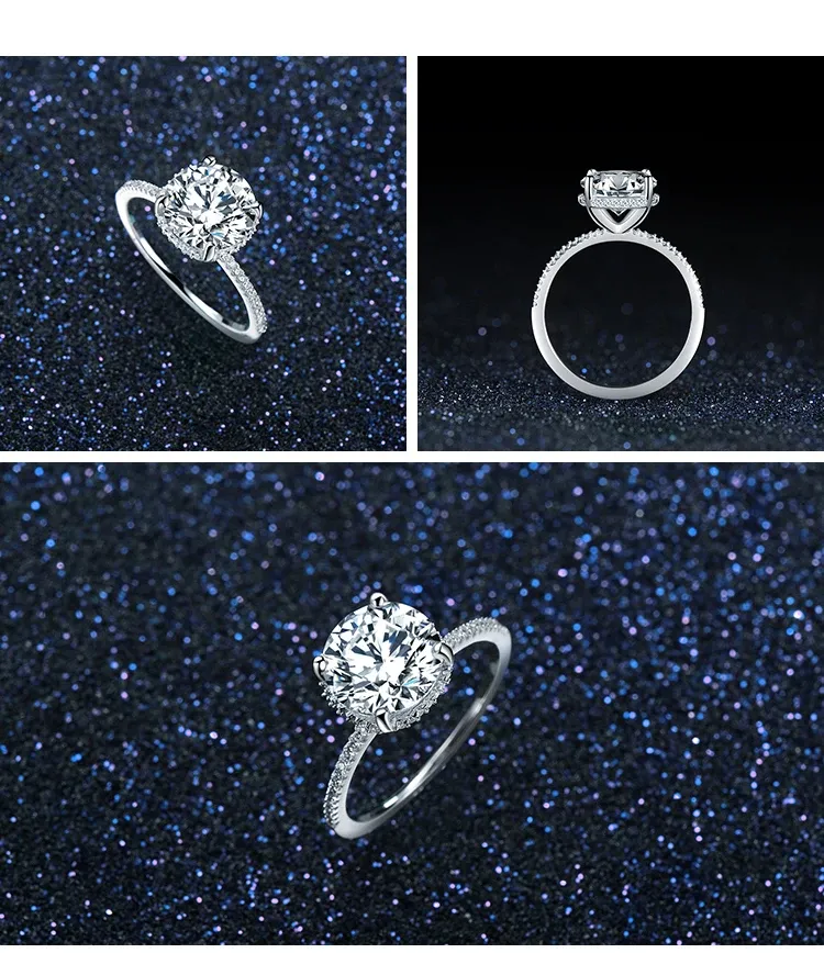 모디안 925 스털링 실버 10하트 지르콘 클래식 링