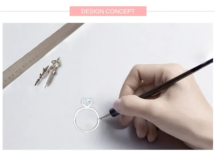 모디안 925 스털링 실버 10하트 지르콘 클래식 링