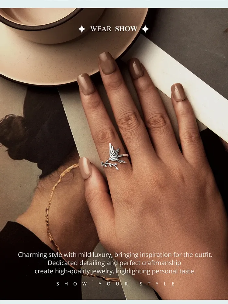 평화 비둘기 S925 오픈 조절 반지