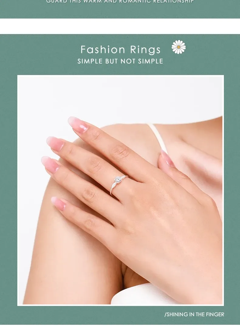 모디안 925 실버 라운드 지르코니아 웨딩 링