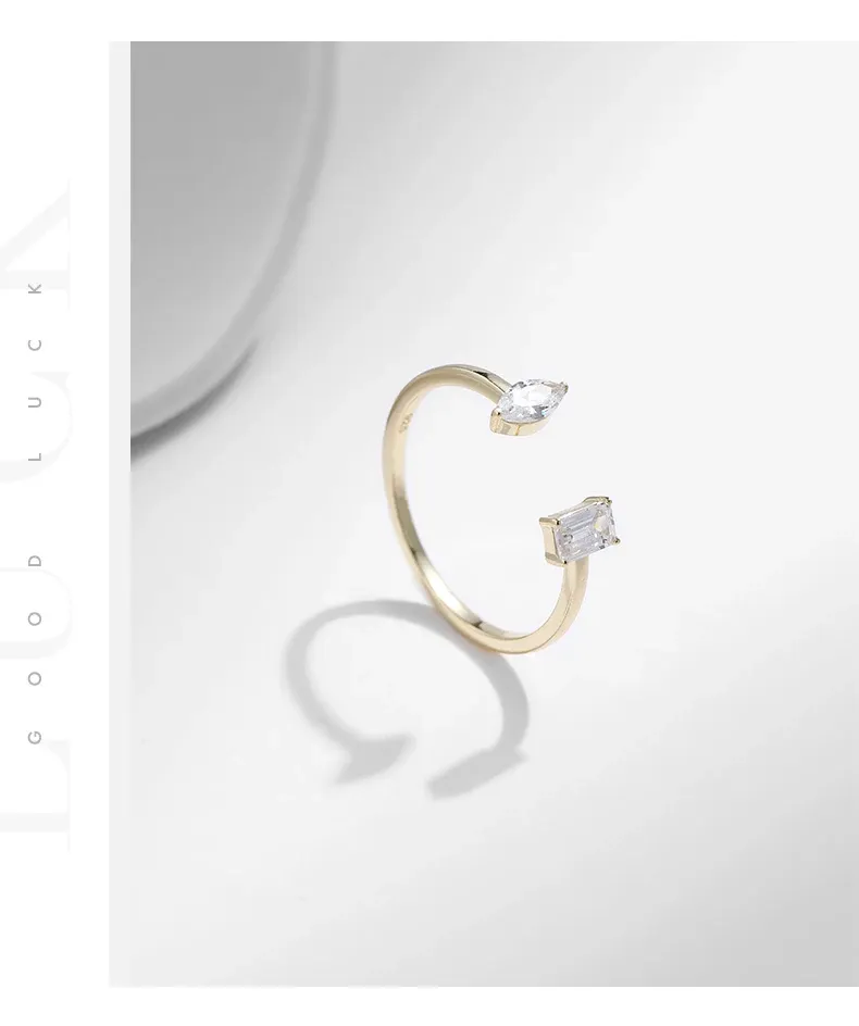 MODIAN 925 스털링 실버 기하학 오픈 조절 반지