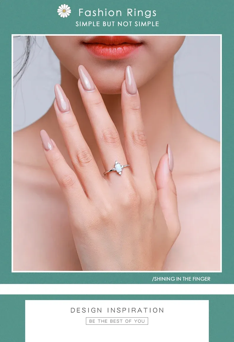 모디안 925 실버 크라운 오팔 웨딩 링