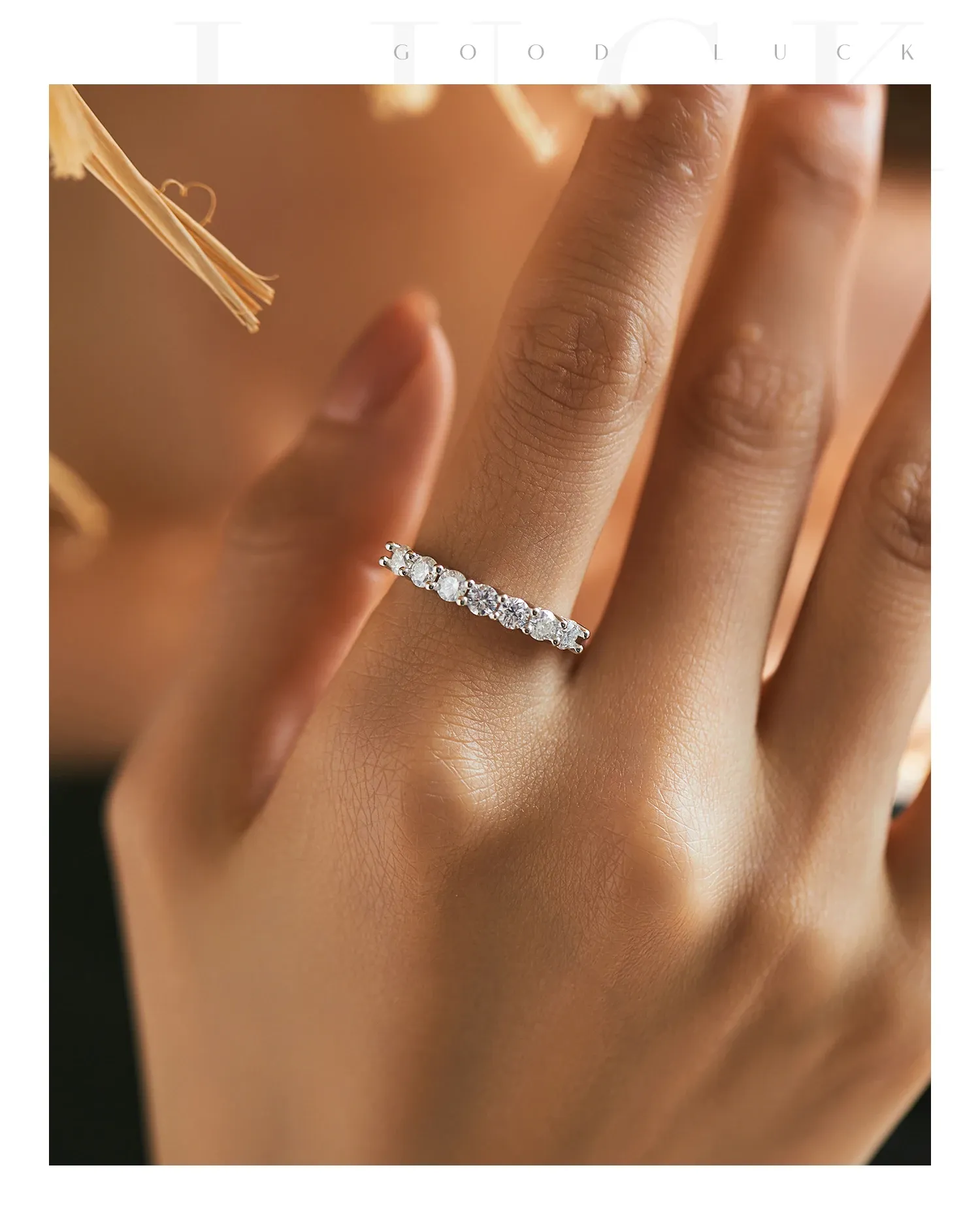 모디안 D컬러 모이사나이트 925 실버 스태킹 웨딩 밴드