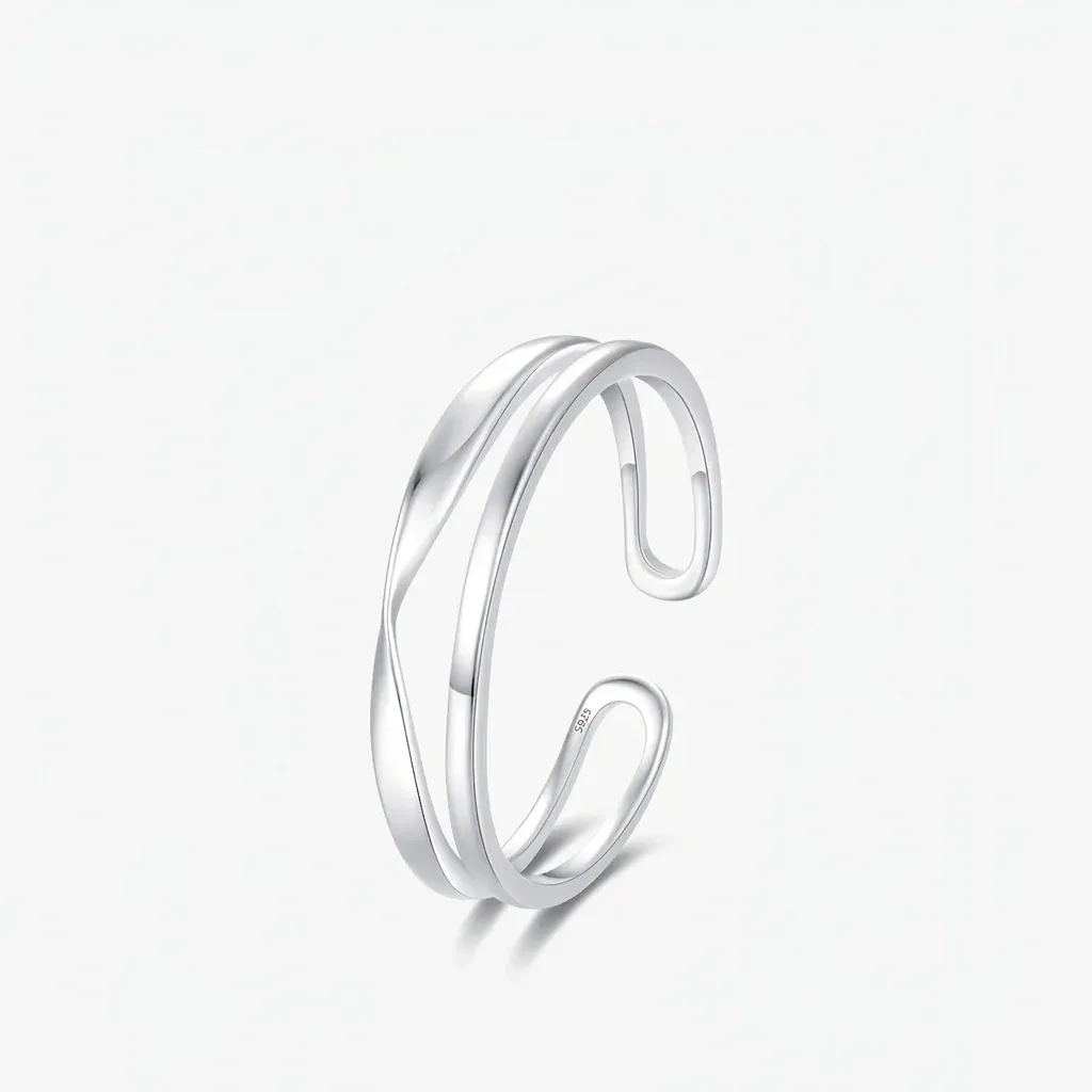 모디안 실버 트위스트 오픈 반지