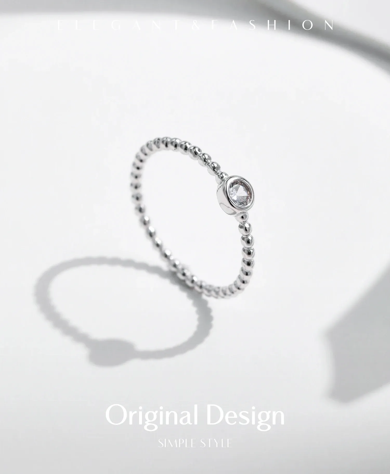 모디안 베젤 세팅 모이사나이트 925 스털링 실버 스태킹 반지