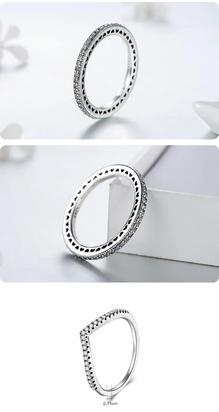 모디안 925 스털링 실버 지르코니아 스태킹 링