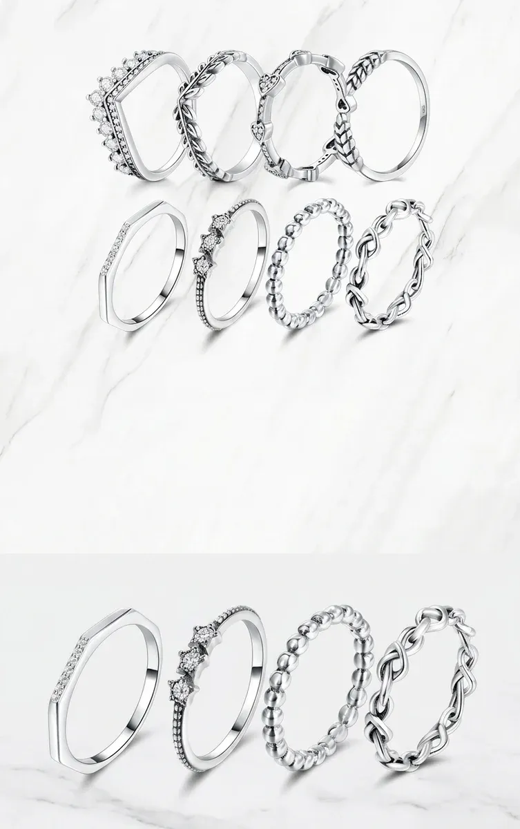 모디안 실버 스태킹 링 세트