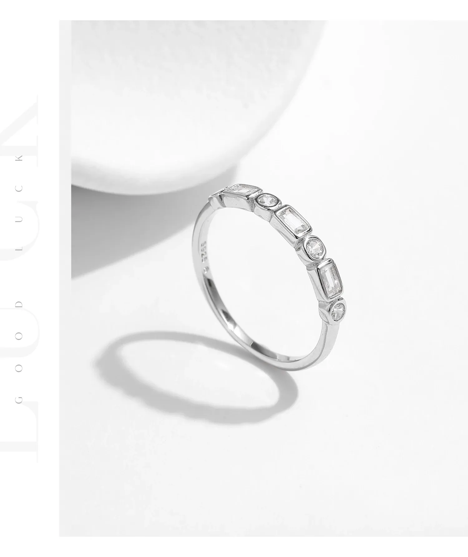 모디안 925 실버 클리어 CZ 기하학 밴드 반지