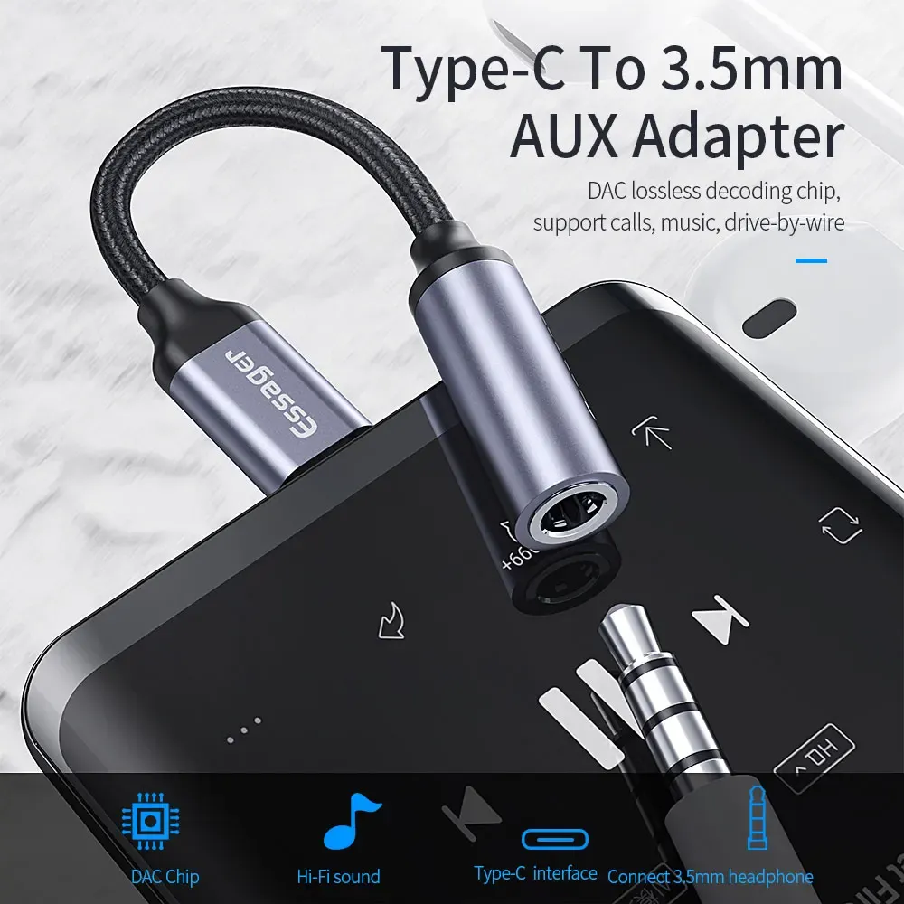 Essager USB-C 3.5mm 오디오 변환 어댑터