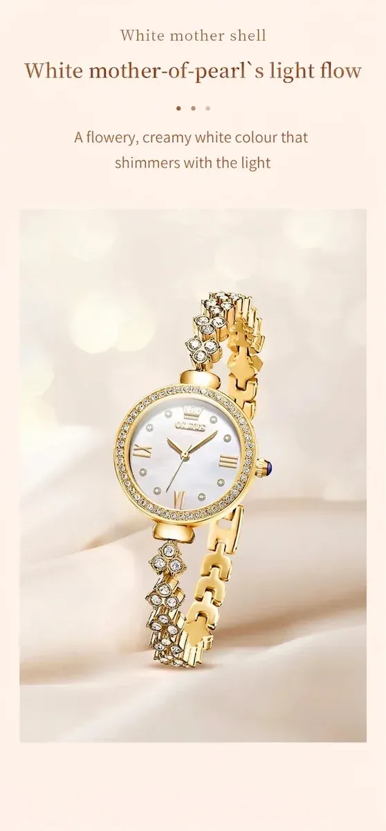 שעון נשים זהוב עם מסגרת יהלומים