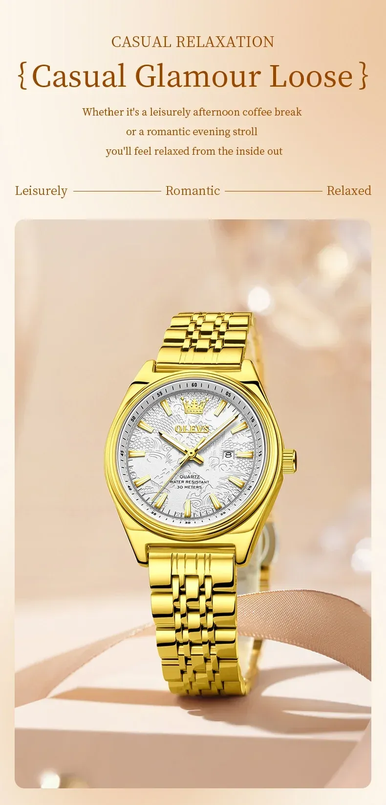 올비스 3703 여성용 우아한 방수 발광 데일리 쿼츠 시계