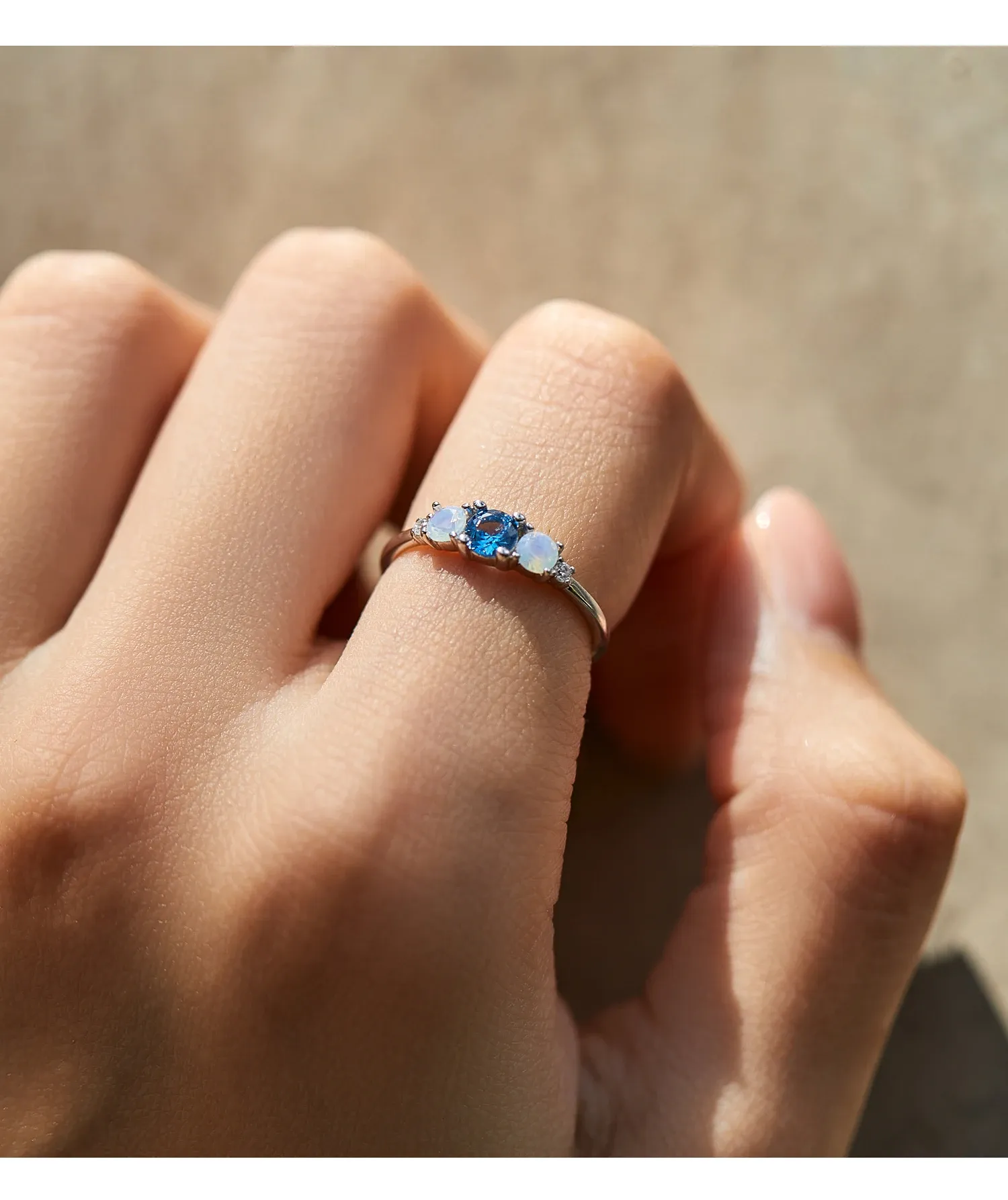 모디안 925 실버 오팔·컬러 CZ 이터니티 스태킹 링