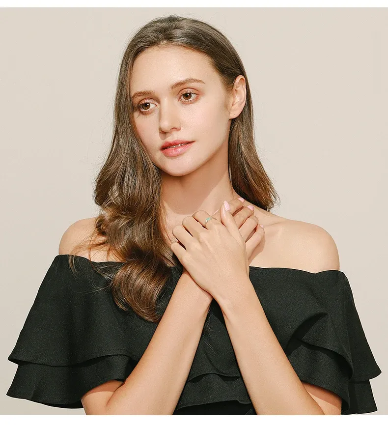 모디안 925 실버 그린 토르말린 지르콘 클래식 반지