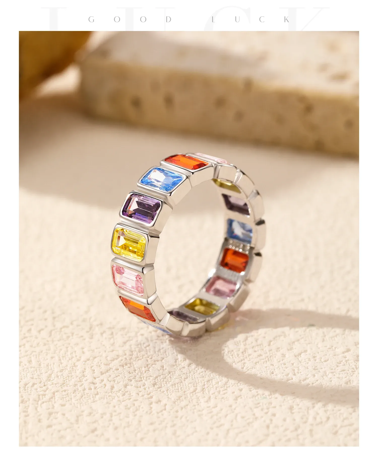 모디안 925 실버 네잎클로버 하트 지르콘 이터니티 반지