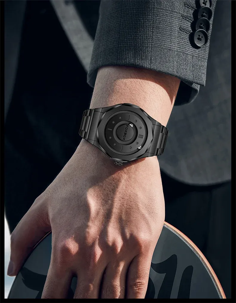 FOXBOX 2025 남성용 스크롤링 비즈 쿼츠 방수 스틸 시계