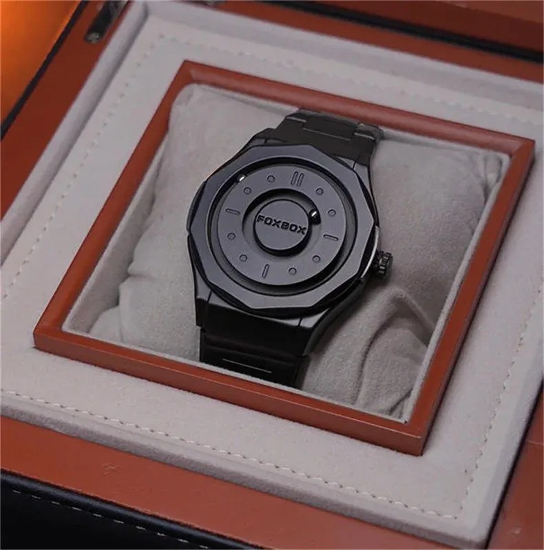 FOXBOX 2025 남성용 스크롤링 비즈 쿼츠 방수 스틸 시계