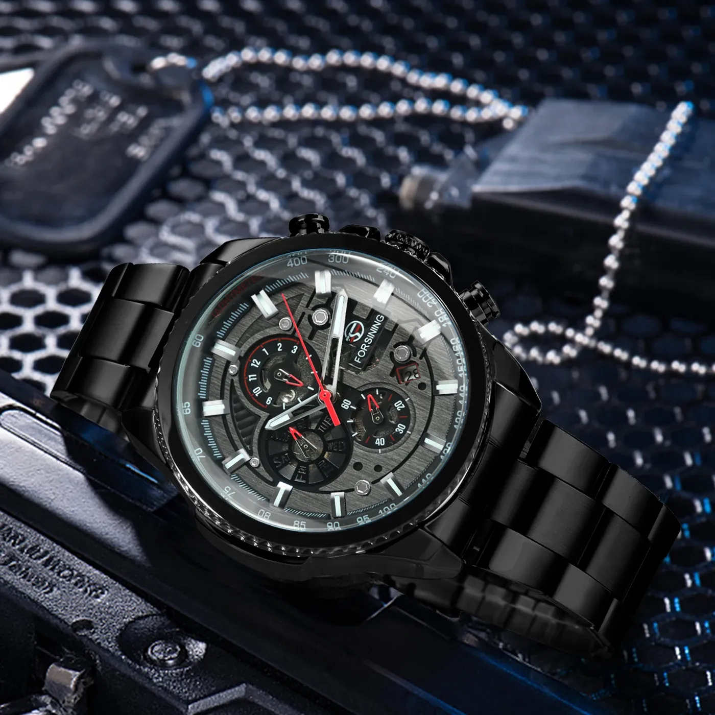 포르시닝 오토매틱 스틸 스포츠 기계식 시계