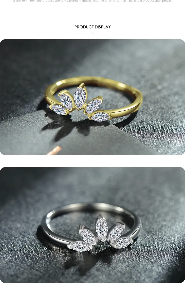 MODIAN 925 스털링 실버 클리어 지르콘 웨딩 밴드