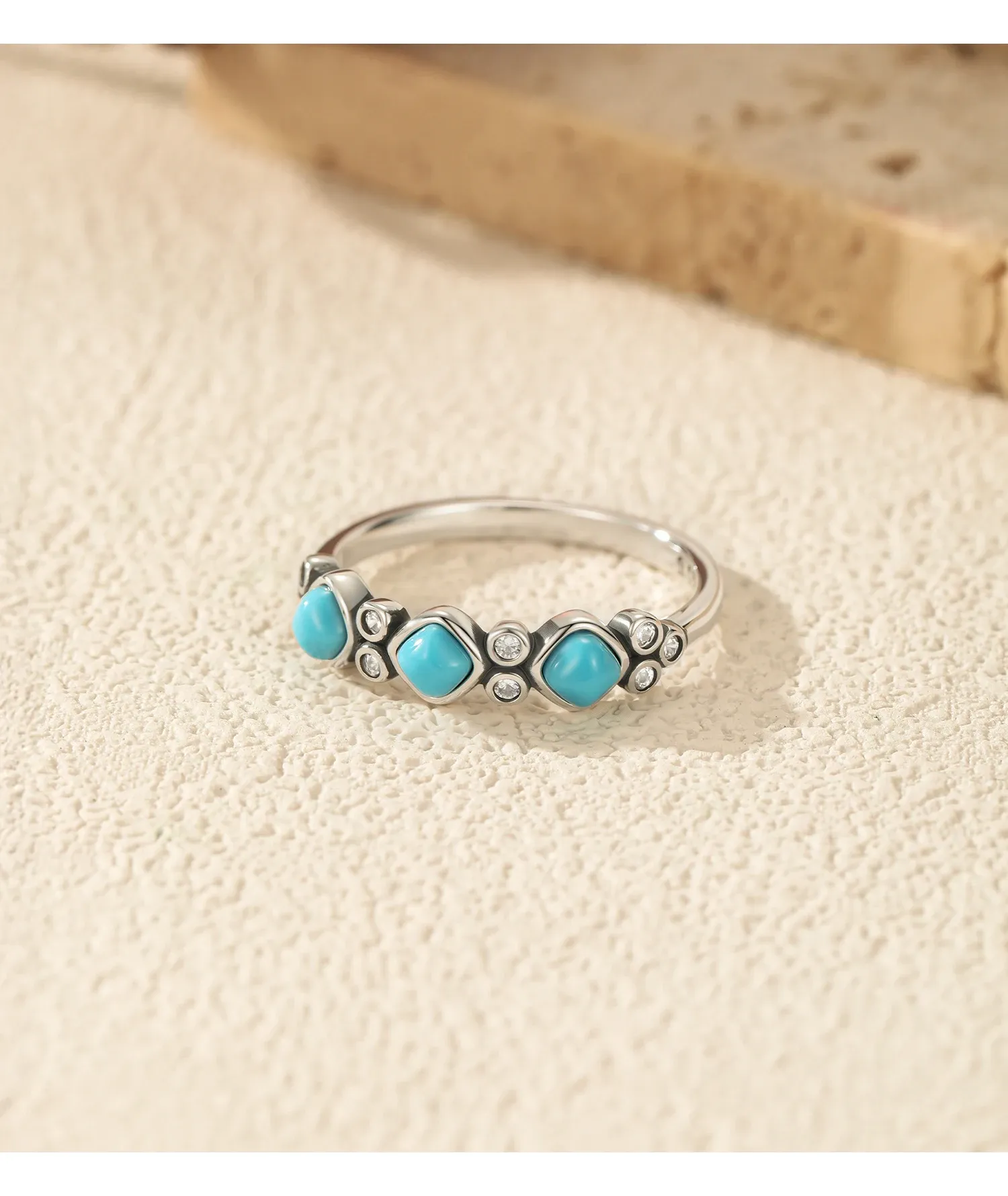 모디안 925 스털링 실버 청록 포인트 빈티지 스택 링