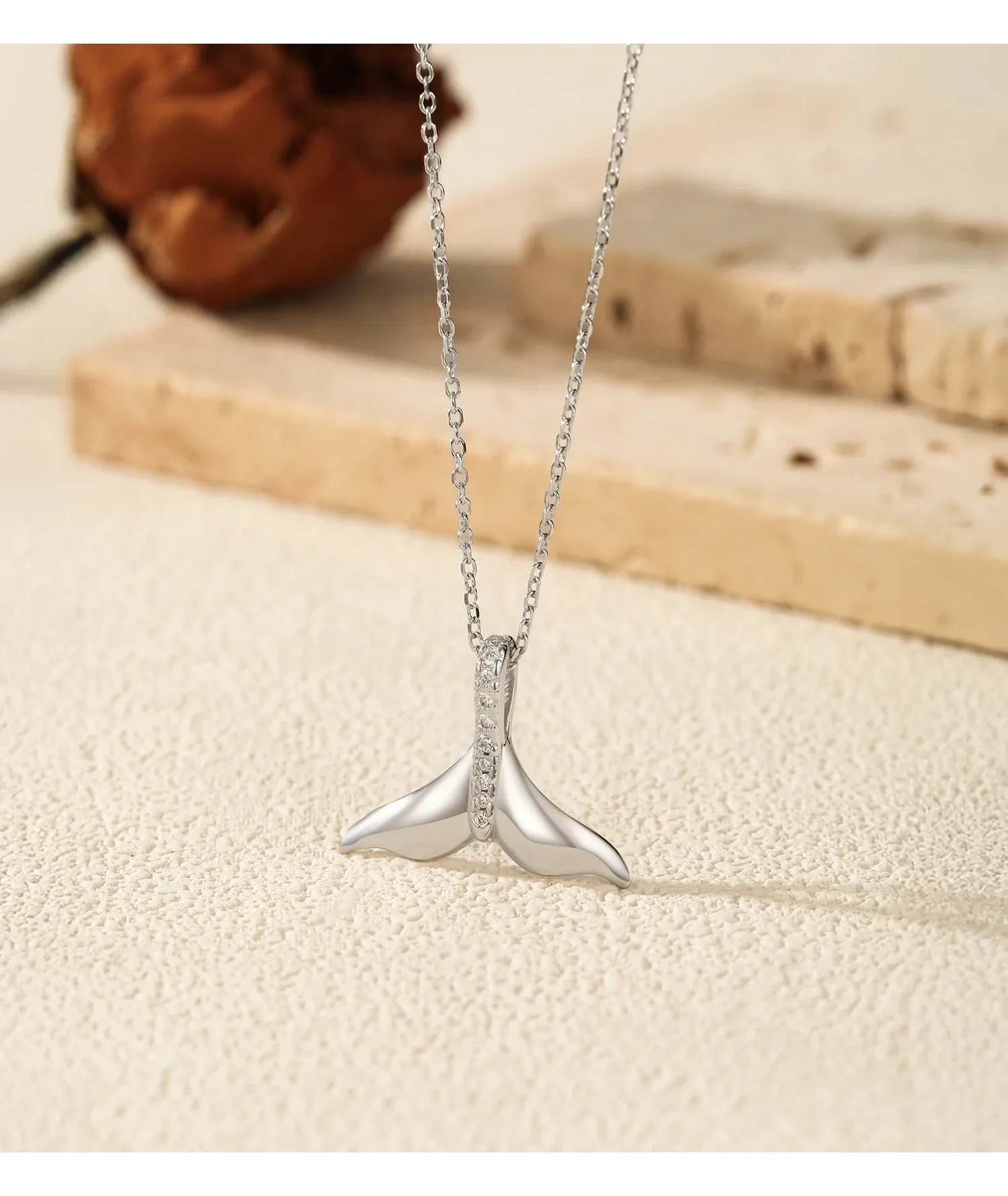 MODIAN 925 실버 인어테일 펜던트 목걸이 화이트골드 도금