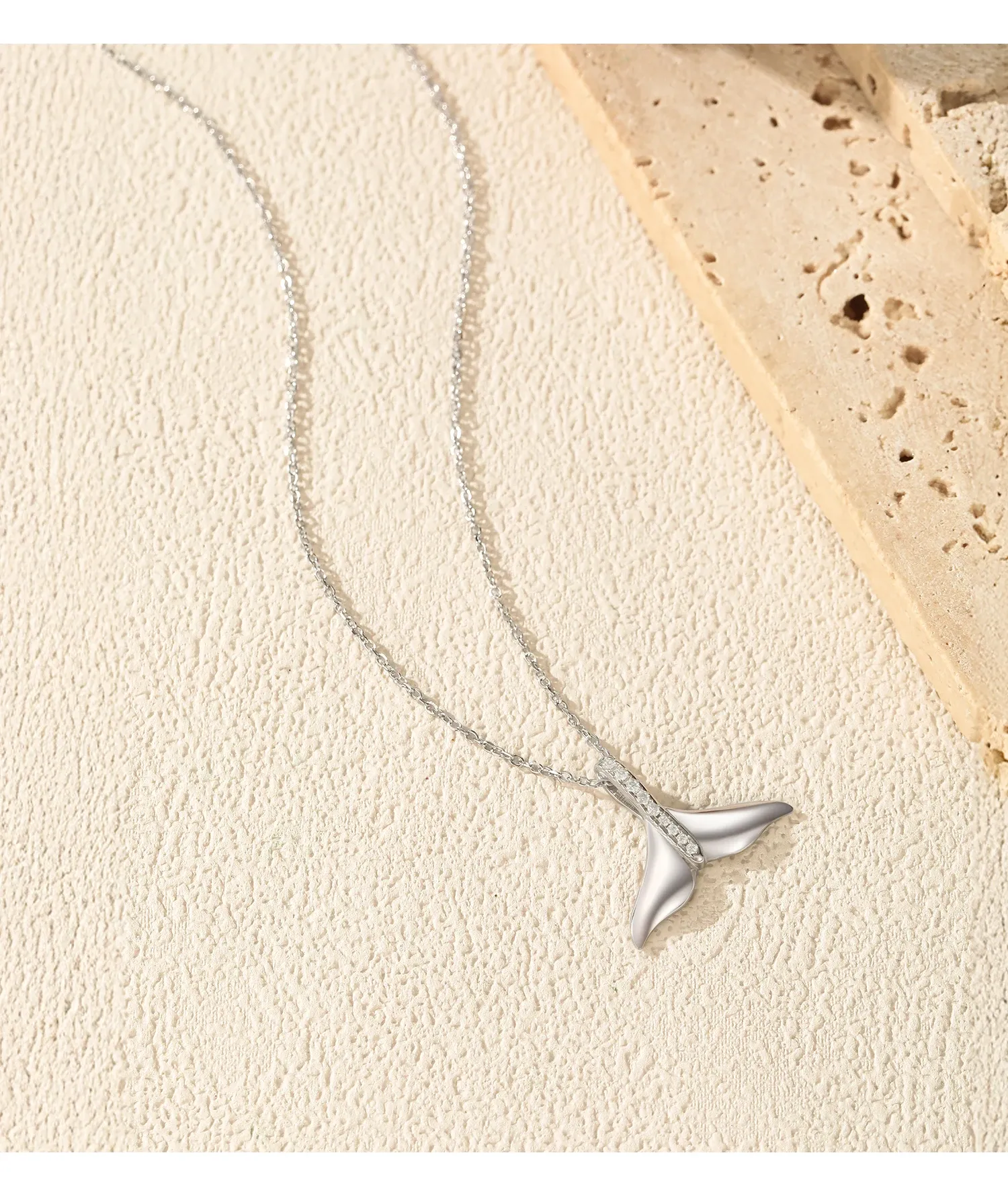 MODIAN 925 실버 인어테일 펜던트 목걸이 화이트골드 도금