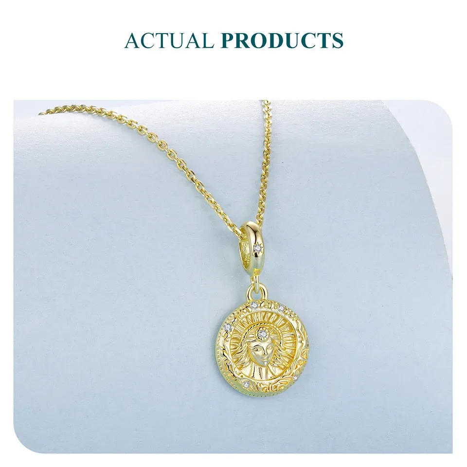 WOSTU 925 실버 태양·나침반 행운 참 펜던트