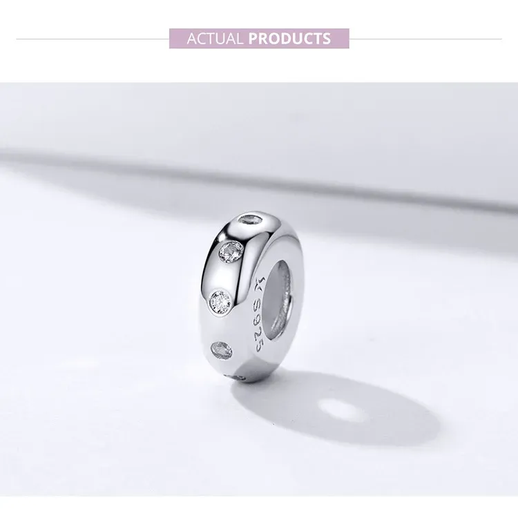 WOSTU 925 스털링 실버 지르콘 스페이서 스토퍼 비즈